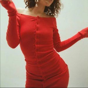 THE LINE BY K Gaby Dress, Red Bodycon Midi Dress